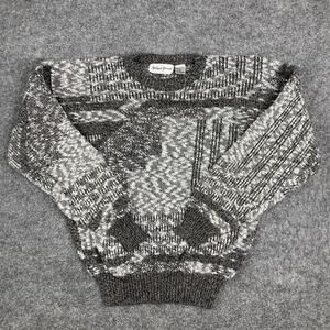 Michael Gerald Sweater Womens Large Gray Black Pattern Knit Crewneck